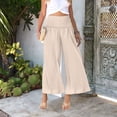 thumbnail image 4 of Fsqjgq Women Baggy Pants Capri Dress Pants for Women Casual Wide Leg Wide Leg Casual Pants Pocket Gathered High Waist Trousers Beige Xl, 4 of 4