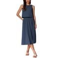 thumbnail image 1 of Conjunto de falda de 2 piezas de verano para mujeres INSPIRE CHIC, top sin mangas de algodón, falda midi, M, azul oscuro, 1 of 6