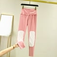 thumbnail image 4 of QATAINLAV Women's High Waisted Leggings with Knee Pads Oversized Winter Warm Yoga Pants Stretchy Workout Tight Trousers, Pink, XXXL, 4 of 5