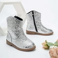 thumbnail image 6 of Toddler Girl Boots,Stylish Girls Booties Ankle Boots for Everyday Wear Round Toe Low Heel Comfortable Casual Footwear for Kids for School and Daily Outfits,Toddler Snow Boots,Silver,5-5.5 Years, 6 of 7