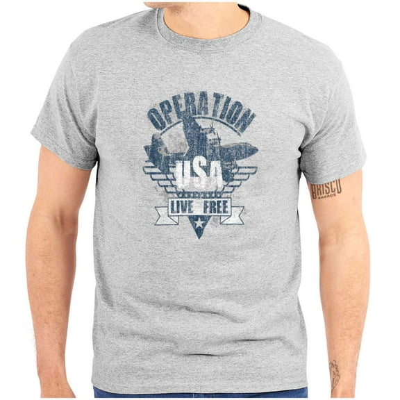 Operation USA Live Free Airplane Men's Graphic T Shirt Tees Brisco Brands X