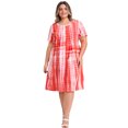 thumbnail image 2 of GRACE & GRANDEUR Vestido de Talla Grande para Mujer con Pliegues, Decoración de Botones, Estampado de Tie Dye, Cuello Redondo, Manga Corta, Vestido Casual con Bolsillos 3X Naranja, 2 of 5
