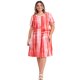 thumbnail image 2 of GRACE & GRANDEUR Vestido de Talla Grande para Mujer con Pliegues, Decoración de Botones, Estampado de Tie Dye, Cuello Redondo, Manga Corta, Vestido Casual con Bolsillos 3X Naranja, 2 of 5