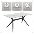 thumbnail image 5 of LeisureMod Elega Series Modern 62” Dining Table with Sintered Stone or Glass Rectangular Top and Black Stainless Steel Base in White, 5 of 10