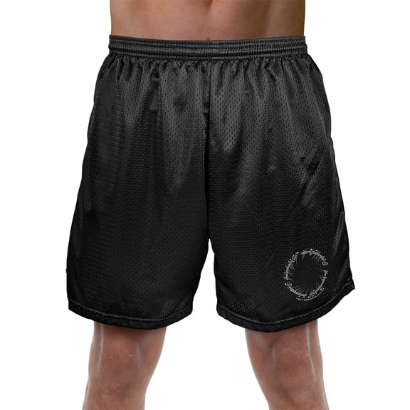 The Lord of The Rings Mordor Script Mens Lined Mesh Shorts, Black, 2X-Large
