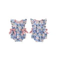thumbnail image 2 of Miaouyo Baby Girl Summer Romper Baseball Print Flutter Sleeve Round Neck Jumpsuit Infant Bodysuit Streetwear, 2 of 8