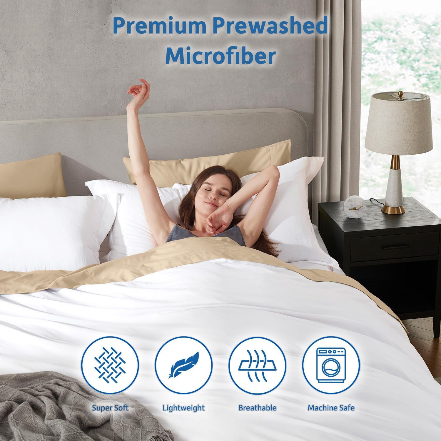 LammaLoe Duvet Cover King Size, Soft Prewashed 3-Piece Duvet Cover Bedding Set with Pillow Shams, White