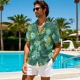 thumbnail image 5 of KUIFORTI Green Palm Leaf Couple Matching Outfits Lightweight Husband and Wife Clothing Washable Mens Shirts Casual with Soft Fabric Fashionable Fit for Honeymoon Trip, 5 of 7