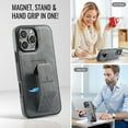 thumbnail image 5 of for iPhone 12 Pro / 12 Phone Case, Vintage Magnetic Finger Hand Wrist Strap Kickstand Shockproof Protective PU Leather Thin Fit Anti-Scratch Cover Compatible with iPhone 12 Pro / 12, Gray, 5 of 6