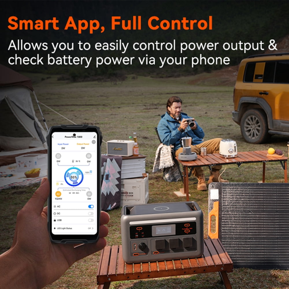 OSCAL PowerMax 1800 SE Solar Generator, 1024Wh LiFePO4 Portable Power Station | 1800W (3600W Surge) | 1 Hour Fast Charge | APP Control | Quiet UPS for Home Backup, Hurricane Emergency, Camping & RV