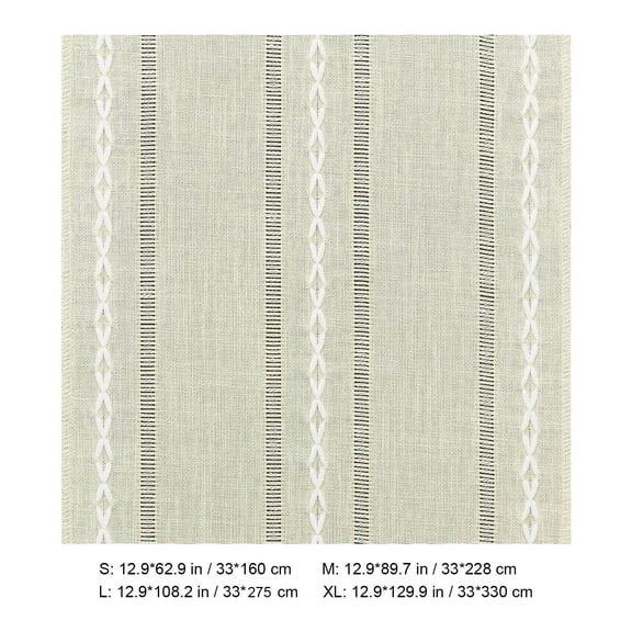 PPLoney Hemstitched Stripe Boho Table Runner - Cotton Linen, Embroidered, Various Sizes for Dining Room, Kitchen, Wedding, Home Decor