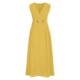 thumbnail image 3 of Pounoo Robes Portefeuille Ceinturées pour Femmes Coupe Décontractée Silhouette Fluide Tissu Léger Style Vacances Robes Midi Cadeau, 3 of 6