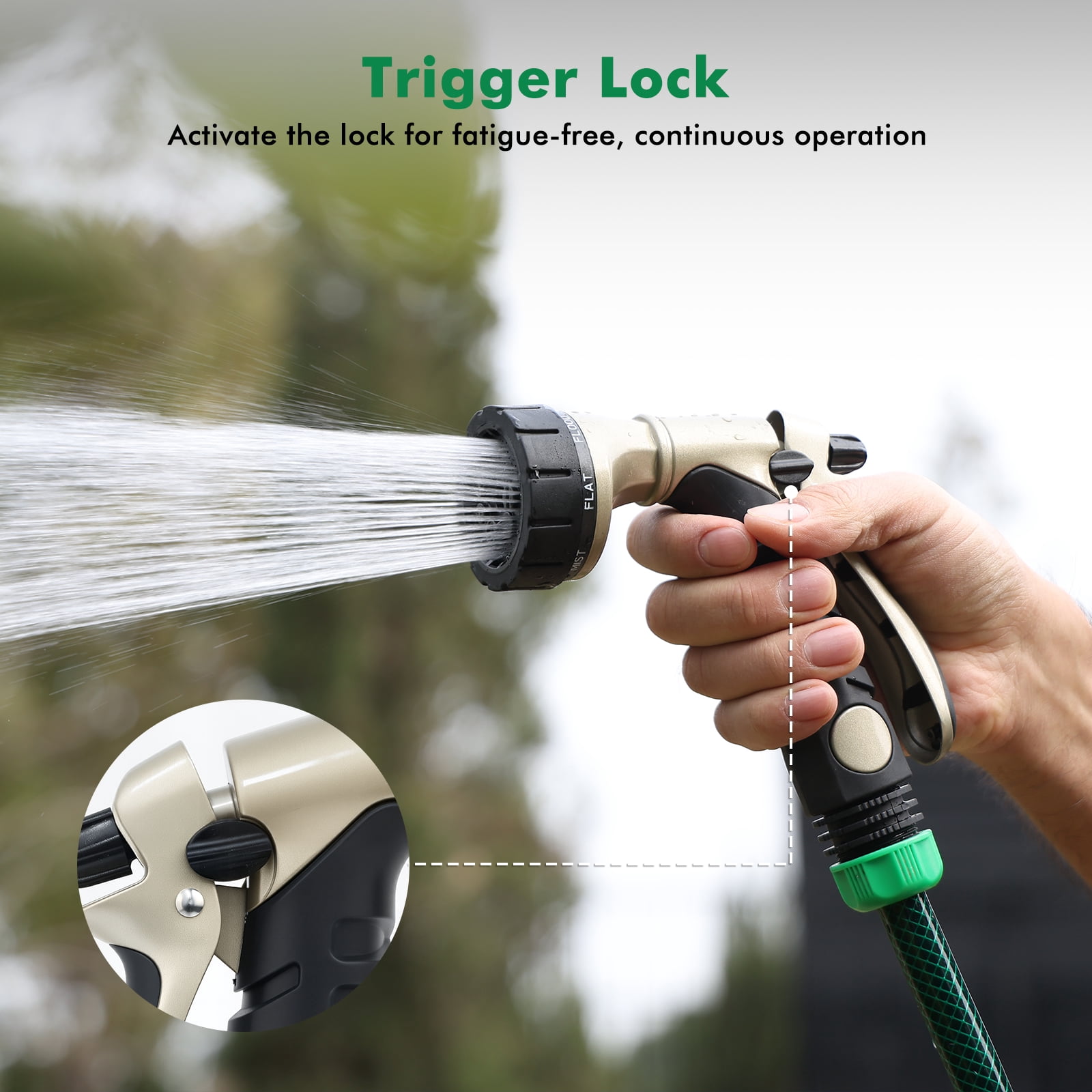 Restmo Garden Hose Nozzle, Heavy Duty Metal Water Hose Nozzle, Hose Sprayer Nozzle with 7 Adjustable Spray Patterns, High Pressure Nozzle Watering Plants and Lawn, Pet Showering