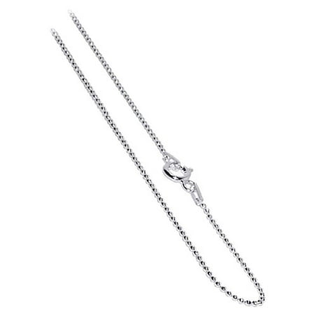 Gem Avenue Italian 925 Sterling Silver 1mm Beads Chain Necklace with Spring Ring Clasp
