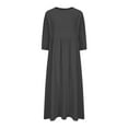 thumbnail image 4 of Dresses for Women Women'S Summer Loose Long Sleeve Round Neck Solid Color Ankle-Length Dress, 4 of 6