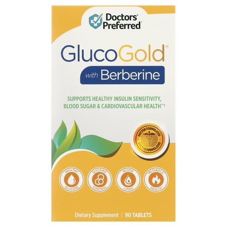 Doctors’ Preferred GlucoGold with Berberine - Supports Healthy Blood Sugar Levels - 500 MG (90 Tablets)