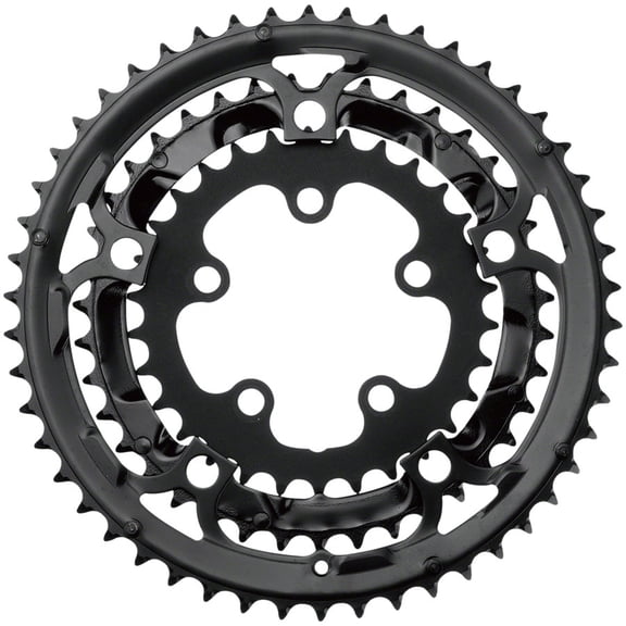 Samox 323ASS Chainring Set - 50/39/30t, 130/74 BCD, Aluminum Outer Ring, Steel Middle/Inner Ring, Black