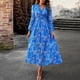 thumbnail image 1 of Vestido Vestido de línea A para mujer, vestido elegante de gasa con abertura lateral, vestido largo de vacaciones con estampado floral Ygjytge Azul T XL para Mujer, 1 of 7