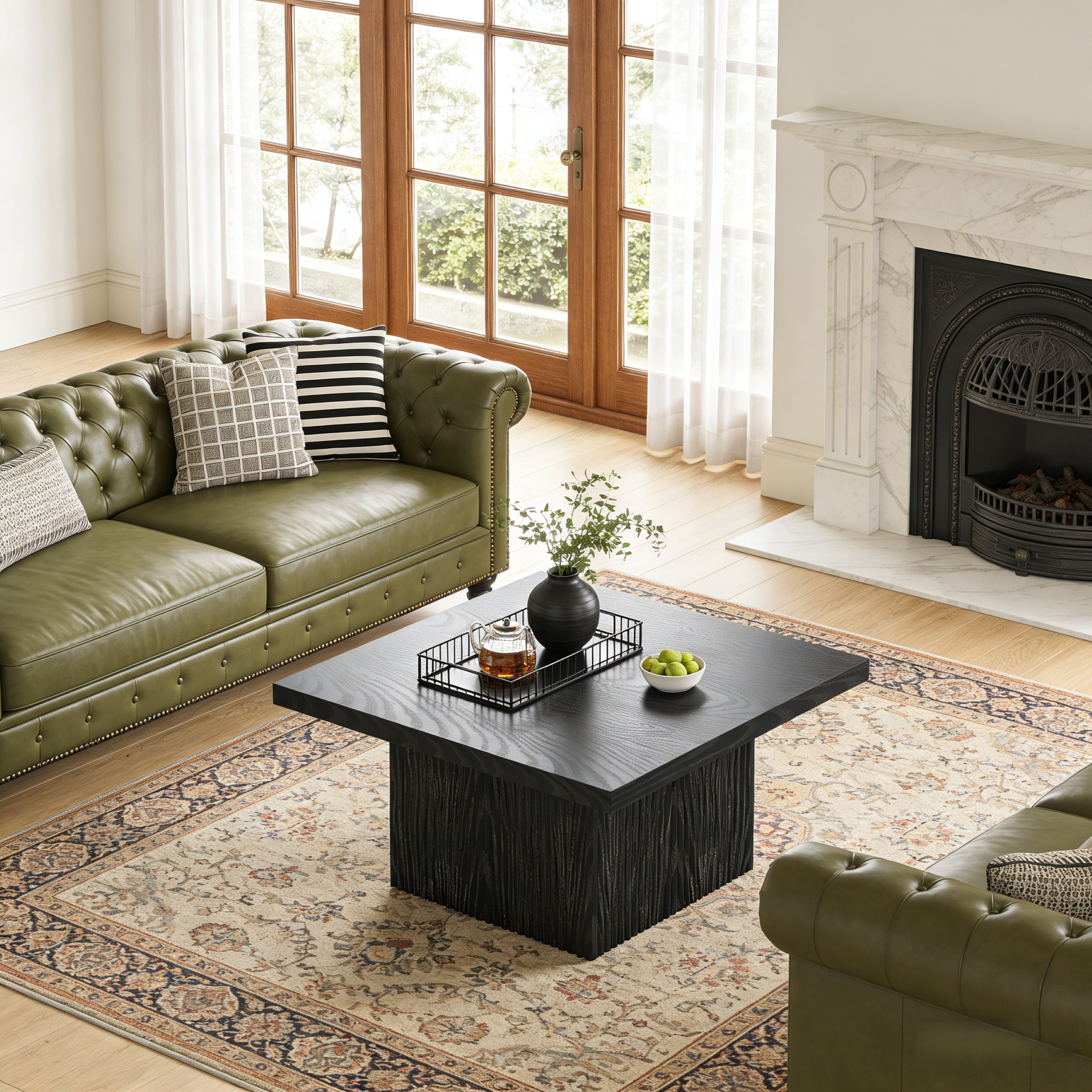 Fnova 31.5" Square Coffee Table, Modern Farmhouse Center Table, Large  Accent Table for Living Room Apartment Lounge Home Decor Furniture