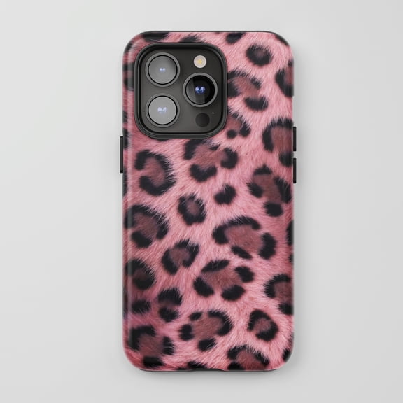 Leopard Print For iPhone Phone Case Trendy Pink Faux Fur