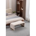thumbnail image 5 of 43.3'' Ottoman Bench with Boucle Fabric, End of Bed Bench with Golden Metal Legs, Upholstered Entryway Bench for Living Room Bedroom Entryway, Beige, 5 of 7