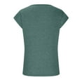 thumbnail image 4 of HAPIMO Women's Trendy Loose Cotton Lined Pullover Summer Tees Short Sleeve V Neck Keyhole Shirts Casual Relaxed Workout Blouses for Teen Girls Solid Color Green M, 4 of 6