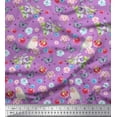 thumbnail image 1 of Soimoi Satin Silk Fabric Butterfly,Robin & Dahlia Floral Printed Fabric 1 Yard 42 Inch Wide, 1 of 1