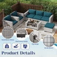 thumbnail image 5 of KIGOTY 7 Piece Outdoor Patio Furniture, Wicker Rattan Outdoor Conversation Set Sectional Sofas for Backyard, Garden, Gray-White Rattan-Peacock Blue, 5 of 7