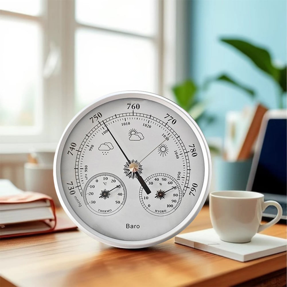 130Mm 3-In-1 Weather Station Thermometer, Hygrometer And Barometer