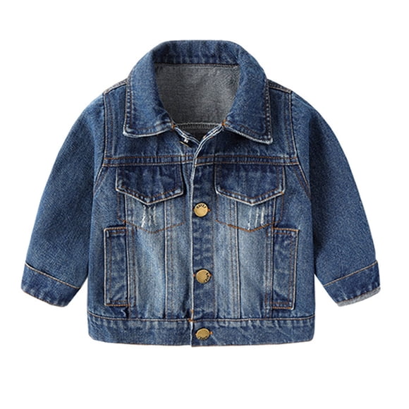 Child Kids Toddler Baby Boys Girls Long Sleeve Denim Jacket Coats Outer Outwear Outfits Clothes Mens Heavy Winter Jacket Baby Boy Winter Coat 18 Months Floor Style Coat Rack for A Bo Blue 18-24 Months