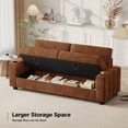 thumbnail image 2 of 87”Large Loveseat Sofa, 3 Seater Couch with Storage, Velvet Fabric Deep Seat Sofa with Pillow& Cup Holders, Modern Comfy Sofa with USB& Type-C Ports, Home Sofa Couch for Living Room Bedroom, 2 of 12