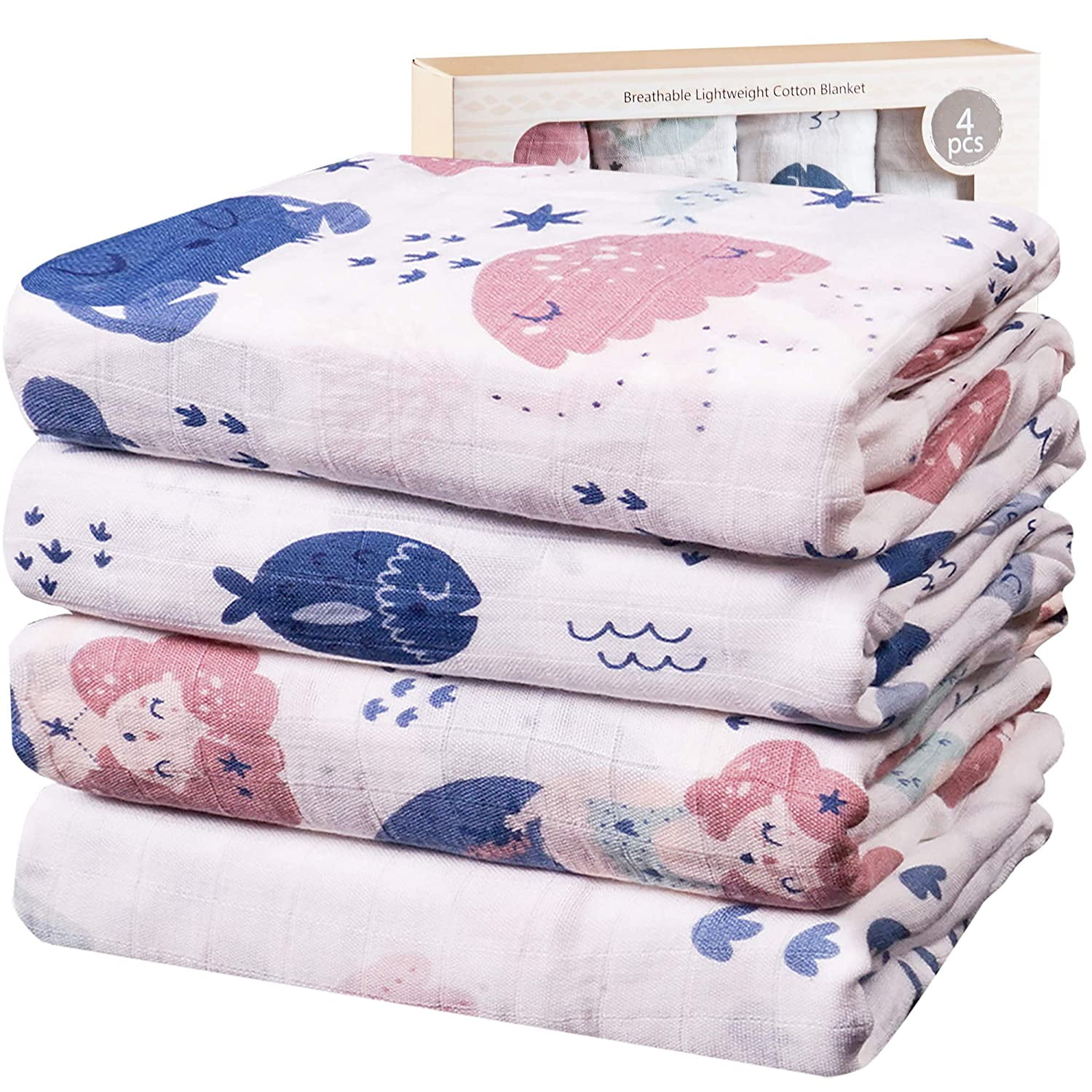 120*120cm Cotton Baby Blanket Breathable Muslin Wrap Bamboo Fiber Baby Swaddle 