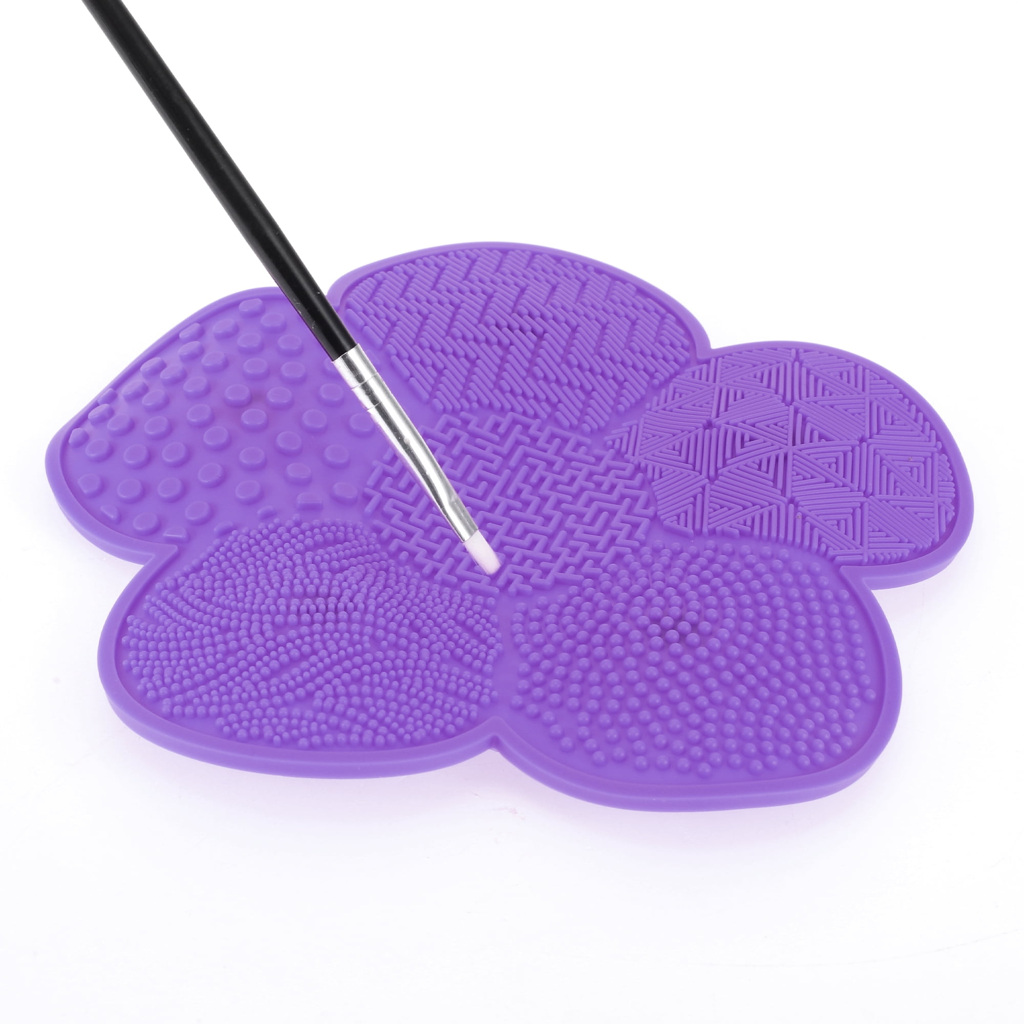 Unique Bargains Flower-shaped Makeup Sponge Brush Cleaner Purple