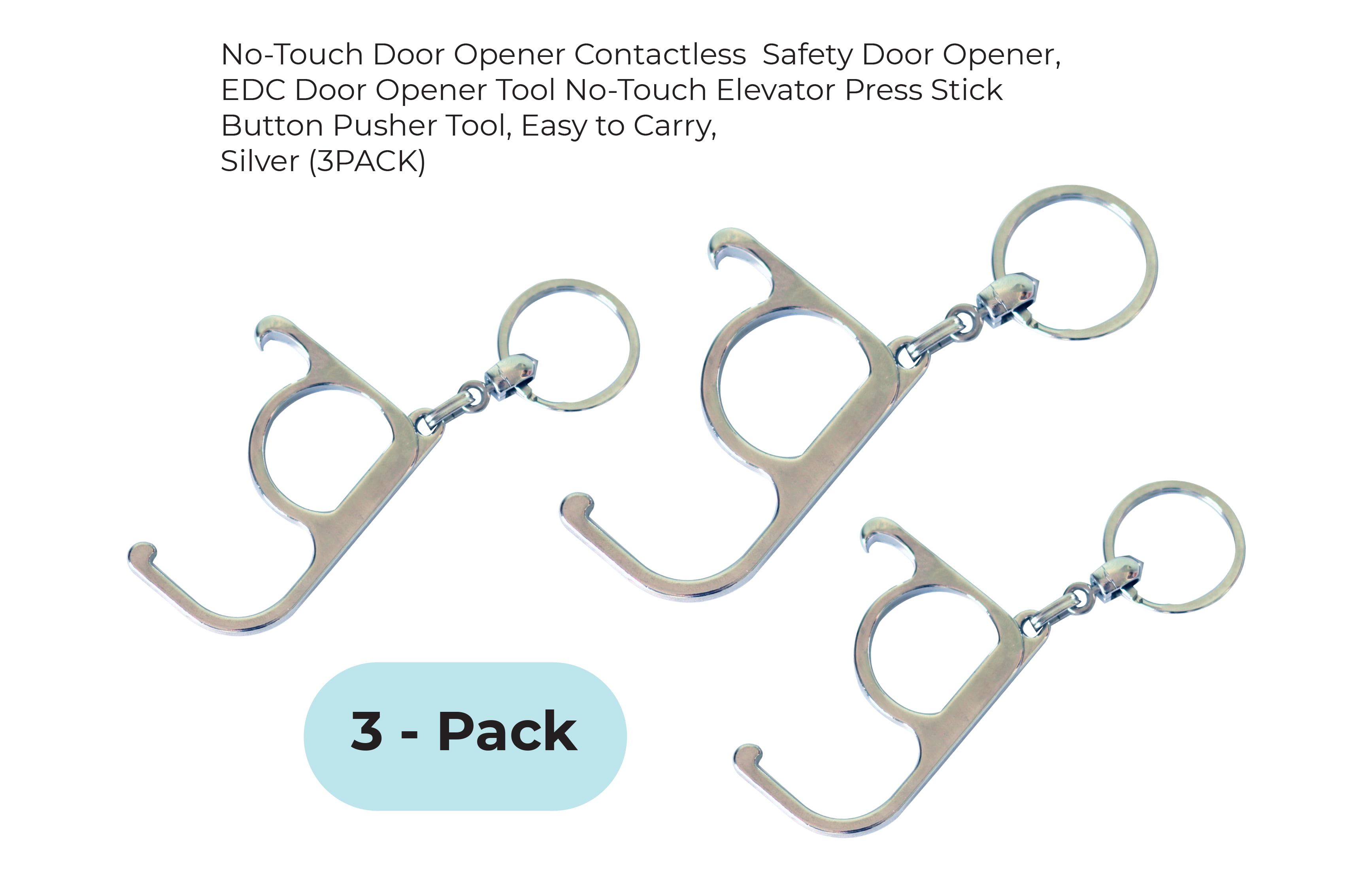 Touchless Door Opener Puller Button Pusher Tool Hands-Free No Touch Keychain 4pk 