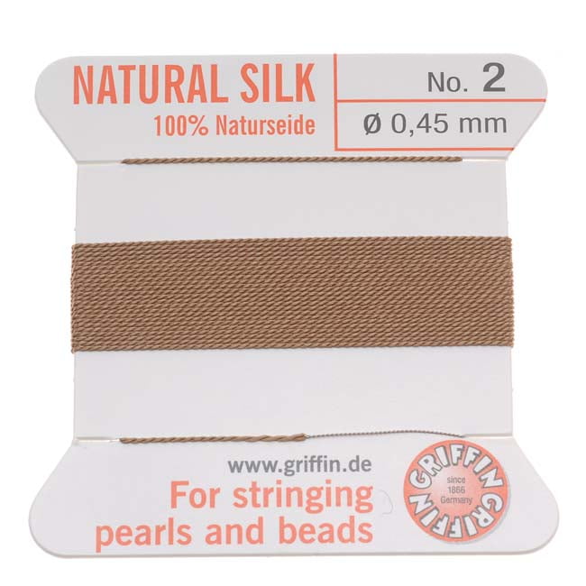 Griffin Silk Beading Cord & Needle Sz 2 Beige - Walmart.com