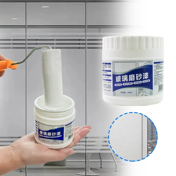 Milky White Frosted Glass Paint - UV-Resistant, Waterproof Privacy Coating with Roller Brush for Bathroom Doors, Windows & Offices - 300g Professional-Grade Glass Surface Treatment