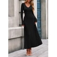 thumbnail image 3 of Vestido Maxi de Mujer PRETTYGARDEN de Punto Acanalado con Escote en V Negro XXL, 3 of 8