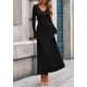 thumbnail image 3 of Vestido PRETTYGARDEN de manga larga con escote en V y tejido acanalado largo - Negro, 3 of 8