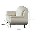 thumbnail image 5 of Olaf 50 Inch Sofa Chair- Tufted Ivory Faux Leather- Chrome Metal- Wood, 5 of 6