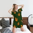 thumbnail image 5 of Uemuo Bold Squirrel Silhouettes Pattern Women's Short-Sleeved Pajama, Button-Front Loungewear, 2-Piece Summer Sleepwear, Elastic Drawstring Shorts-X-Large, 5 of 7