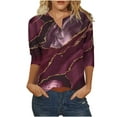 thumbnail image 1 of Hauts à Manches 3/4 pour Femmes Hauts Décontractés pour Femmes à Manches 3/4 Imprimé Col Rond Boutonné Tunique Basique T-Shirts Blouses T-Shirts pour Femmes Mode T-Shirts à Manches 3/4 pour Femmes, 1 of 5