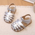 thumbnail image 4 of KPOPLK Toddler Girl Sandals Wide Toe Box Mary Jane Dress Shoes for Party School Uniform Summer Flower Girls Shoes Size 5.5,Silver, 4 of 6