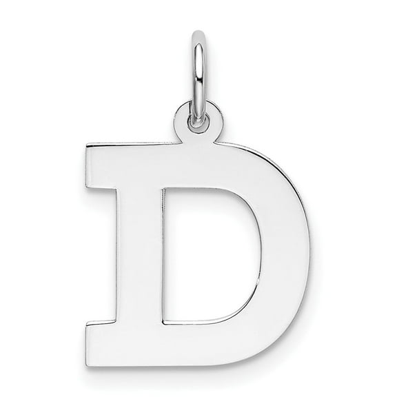 Sterling Silver Letter D Pendant Charm for Necklace or Bracelet, Polished Block Initial Jewelry for Men or Women, Unisex Monogram Identity Accessory