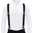 thumbnail image 3 of Jacob Alexander Men's Solid Elastic Y-Back Suspenders Braces Convertible Leather Ends Clips - Black, 3 of 6