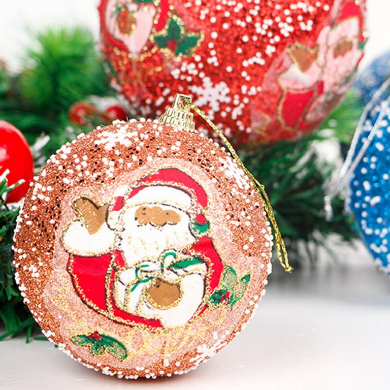 3Pcs/Set Christmas Style Hanging Decor Decorative Polystyrene Styrofoam  Glitter Beautiful Hanging Ball Decor for Home Pi