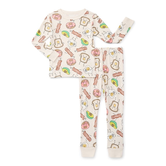 Wonder Nation Toddler Boys or Girls Snug-Fit Cotton Long-Sleeve Top and Pants Pajama Set, 2-Piece, Sizes 12M-5T