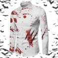 thumbnail image 2 of Men's Casual Halloween Shirt with Unique Handprint Design Festive Long Sleeve Button Down for Eerie Celebrations Customized Style for Halloween Events, 2 of 4