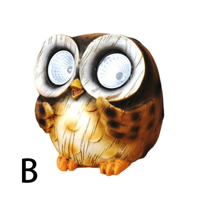 Resin Stakes Garden Statue Owl Waterproof Light Cute Cartoon LED B