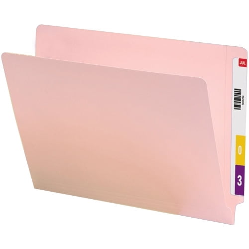 Pink 11 pt Color Folders Letter Size Full Cut 2-Ply End Tab Box of 100 