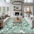 thumbnail image 4 of White Teal Spring Floral Large Area Rugs for Bedroom Living Room, Non Slip Carpet Bedside Rug, Watercolor Flowers Summer Botanical Rectangular Floor Cover Kitchen Accent Rug 5'x8' for Office, 4 of 9